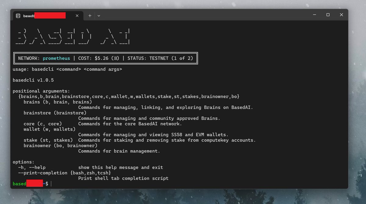 0x1ee7's tweet image. Here is my tutorial on how to install and run the latest BasedCLI v1.0.5 (#BasedAI) for the Prometheus Testnet on Windows 10/11 and macOS. This will work on the main net as well.

It took me a while to put this together, mainly because I am a macOS user. I had to take the time to…