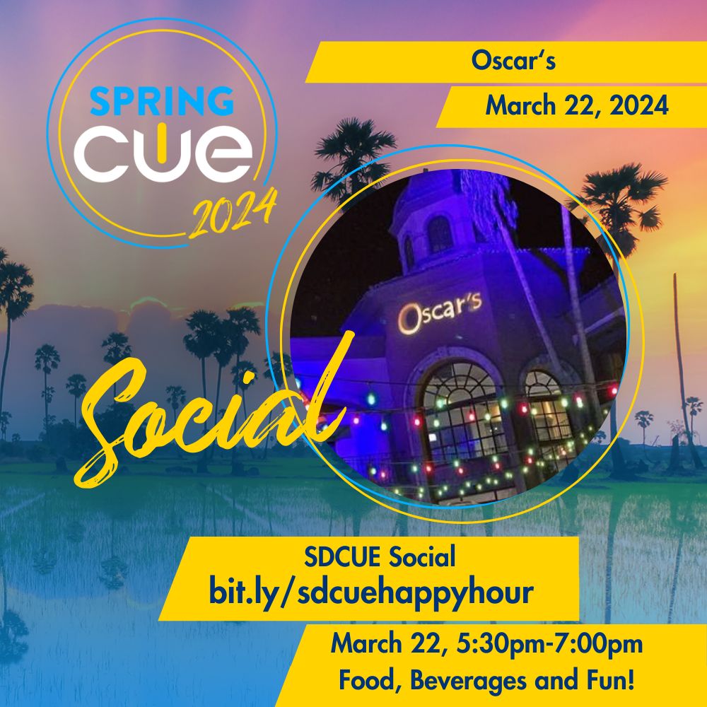 There is still time to join San Diego CUE and STS Education for Happy Hour tonight bit.ly/sdcuehappyhour #SpringCUE