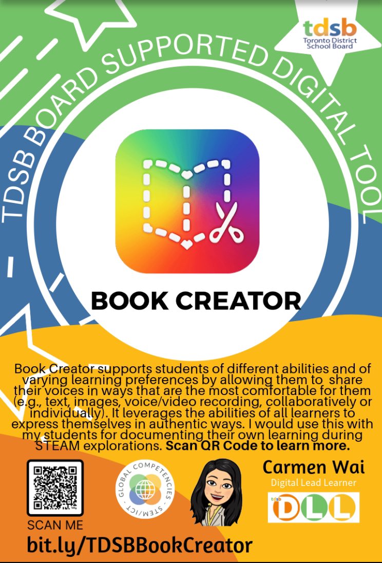 I made a poster to share how Book Creator can be used in our classrooms with our inquisitive @ChartlandJPS school team! We are a group of learners who love exploring! Thank you for being an awesome team! 😊 @TDSB_DLL