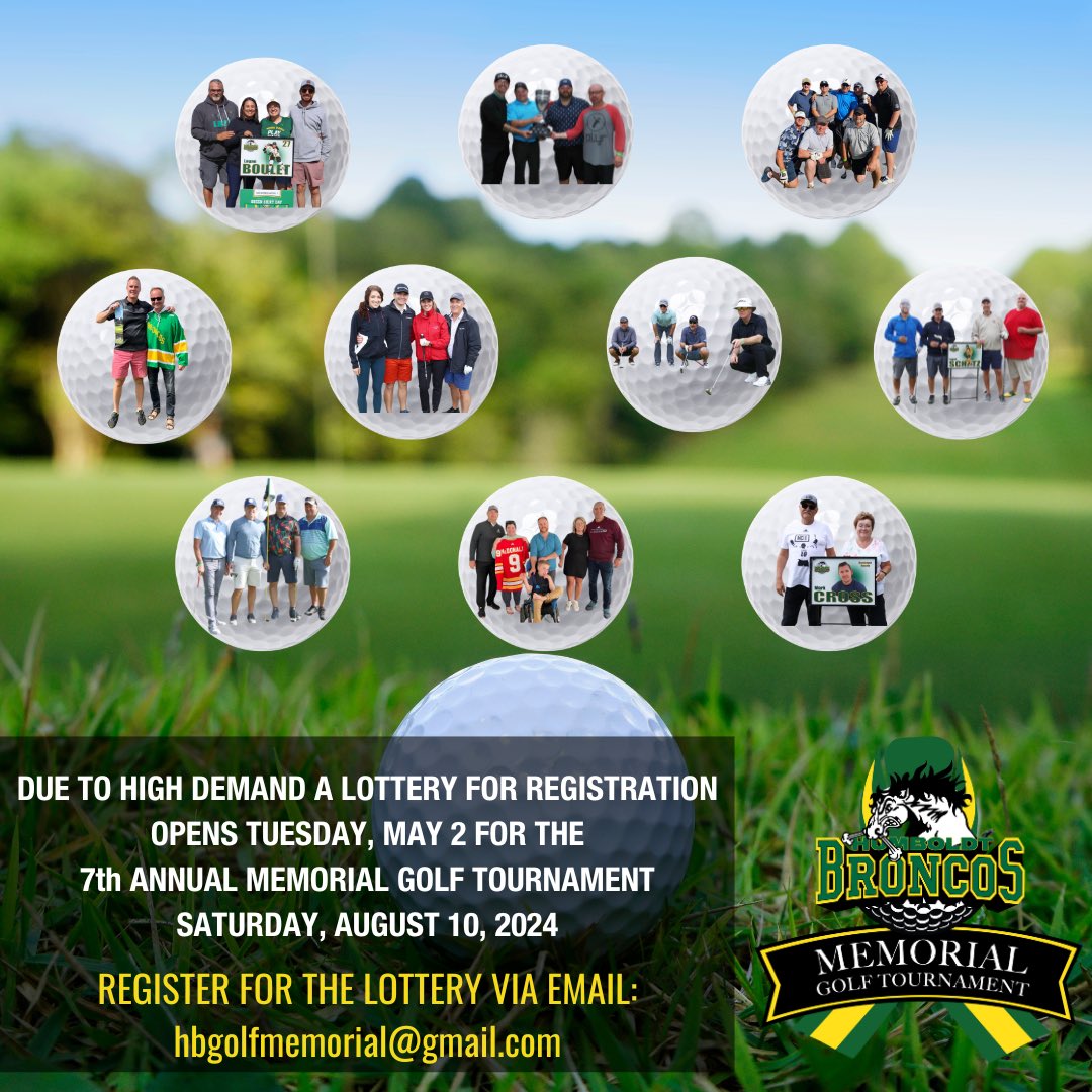 🗓️ MARK YOUR CALENDAR! May 2nd is a the day to register yourself or your group in our lottery for a chance to play in the 7th Annual Memorial Golf Tournament to be held August 10 @golfHGC