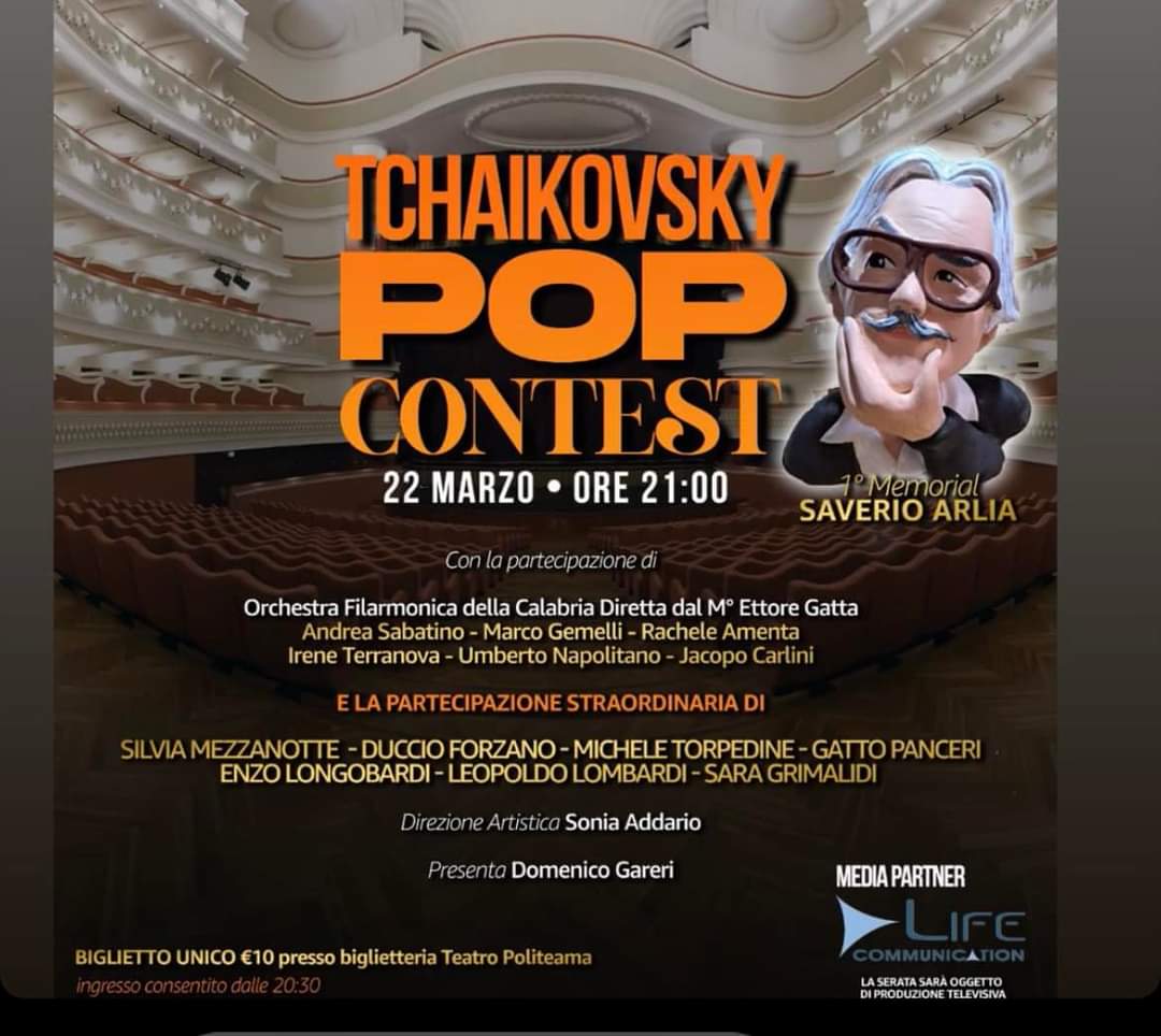 22/3 in collaborazione con il Conservatorio Tchaikovsky di Catanzaro!! 
TEATRO POLITEAMA
ORCHESTRA FILARMONICA DELLA CALABRIA direttore
ETTORE GATTA #conservatoriotchaikovsky #catanzaro #contest #gattopanceri #MicheleTorpedine #SoniaAddario #silviamezzanotte #ettoregatta