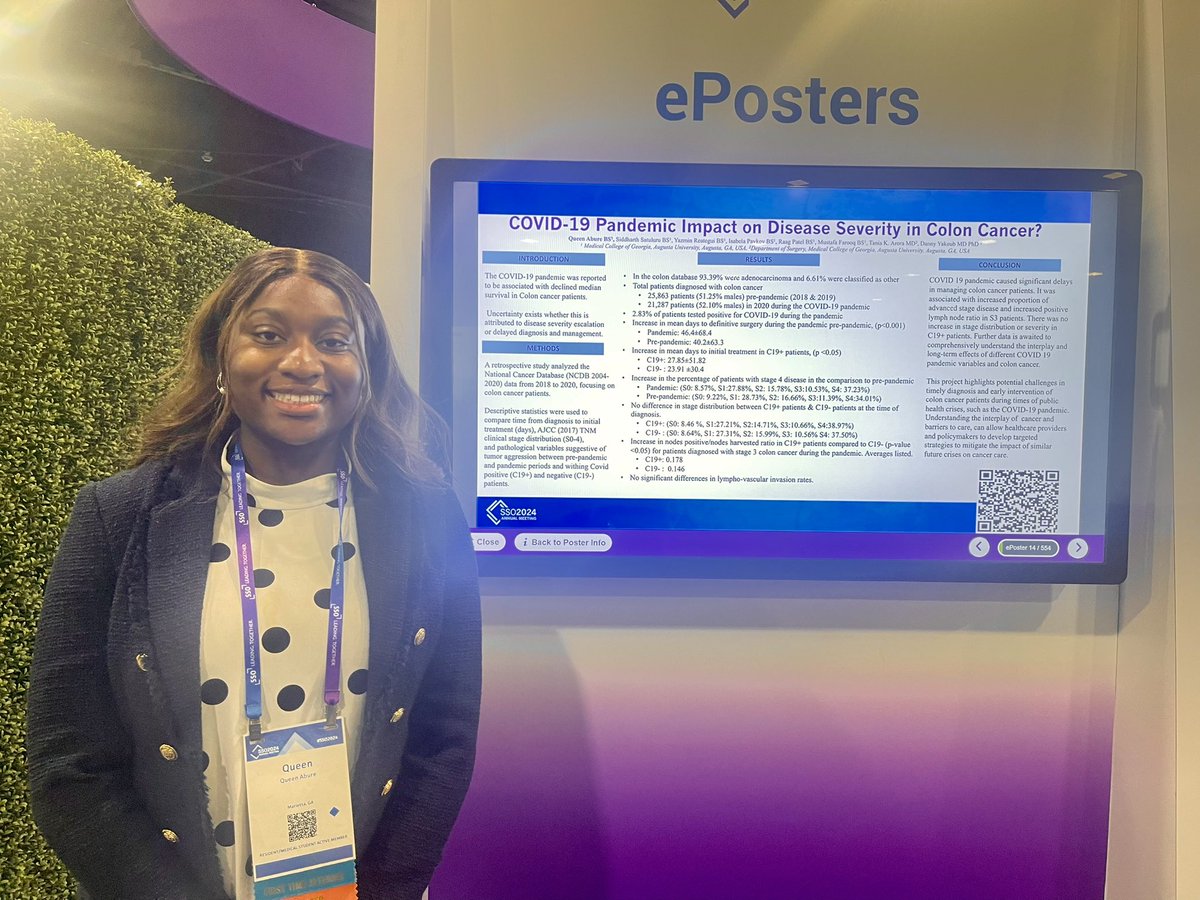 Queen Abure (@queenabure) on Twitter photo Thank you to the <a href="/SocSurgOnc/">Society of Surgical Oncology</a>, <a href="/MCG_Surgery/">MCG Surgery</a>, and my mentors in SOCORG for the opportunity to share my research, connect with leaders in surgery, and experience my first national conference. I’m incredibly grateful for the information I learned this week! 🤩 #SSO2024 Thank you to the <a href="/SocSurgOnc/">Society of Surgical Oncology</a>, <a href="/MCG_Surgery/">MCG Surgery</a>, and my mentors in SOCORG for the opportunity to share my research, connect with leaders in surgery, and experience my first national conference. I’m incredibly grateful for the information I learned this week! 🤩 #SSO2024