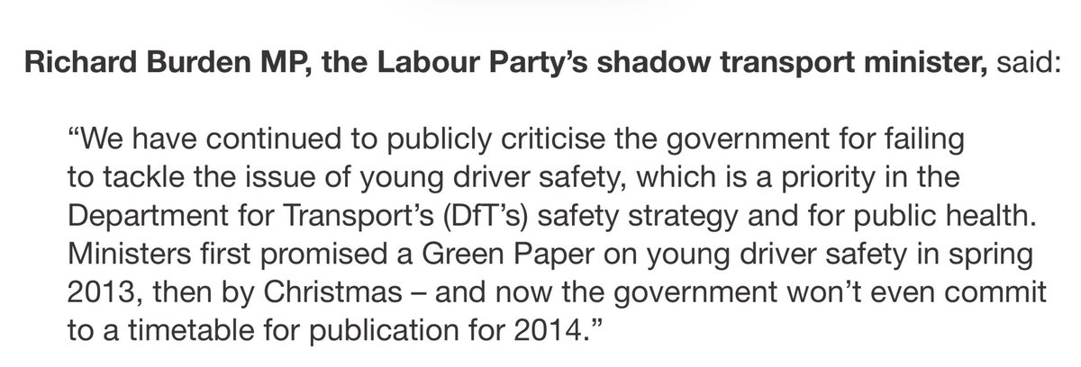 2009 - @UKLabour planning on making Britain’s roads the safest in the world 2014 @UKLabour @RichardBurgon criticising Gvt for failing to tackle young driver safety 2024 - UK @Keir_Starmer @LouHaigh - silent! 4935 people killed or seriously injured in young driver crashes