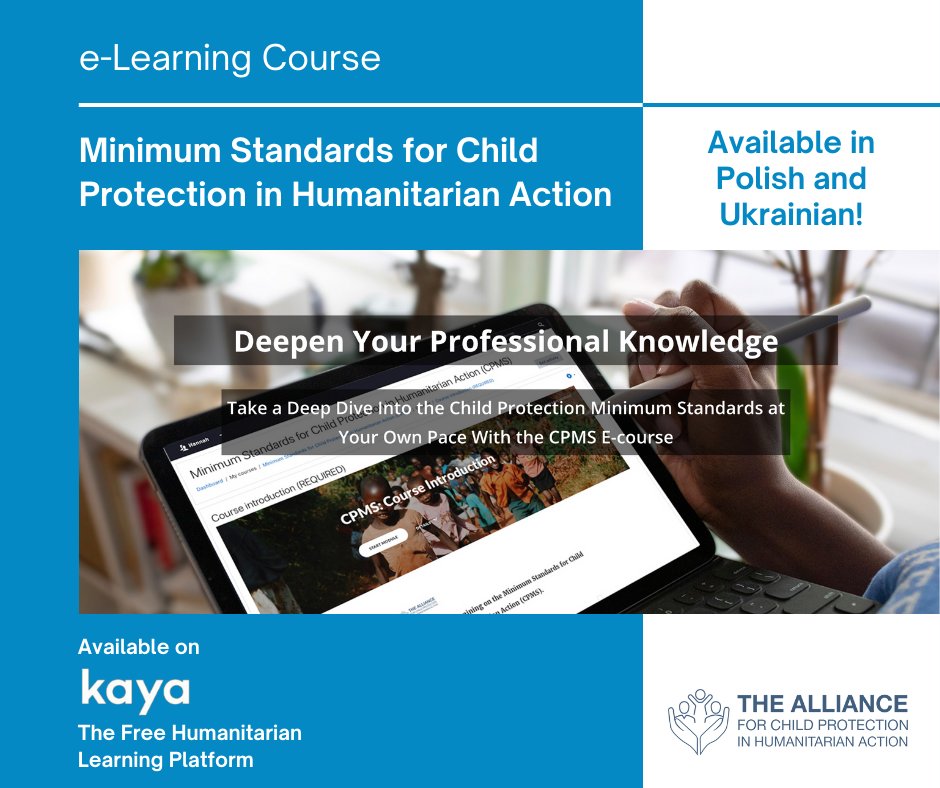 🌟 Exciting News! 🌟 The CPMS E-course modules are now accessible in Polish and Ukrainian! 🎉 Ready to enhance your expertise? Dive into the CPMS E-course on the Alliance Learning Hub today! 👉 kayaconnect.org/course/view.ph… #ukrainian #polish #cpms #childprotection