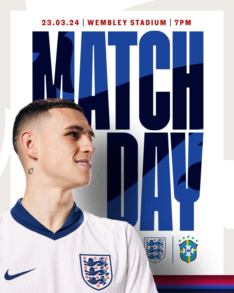 We're looking forward to this one! 🤩 🆚 Brazil 🏟️ @WembleyStadium 🕖 7pm 📺 @Channel4