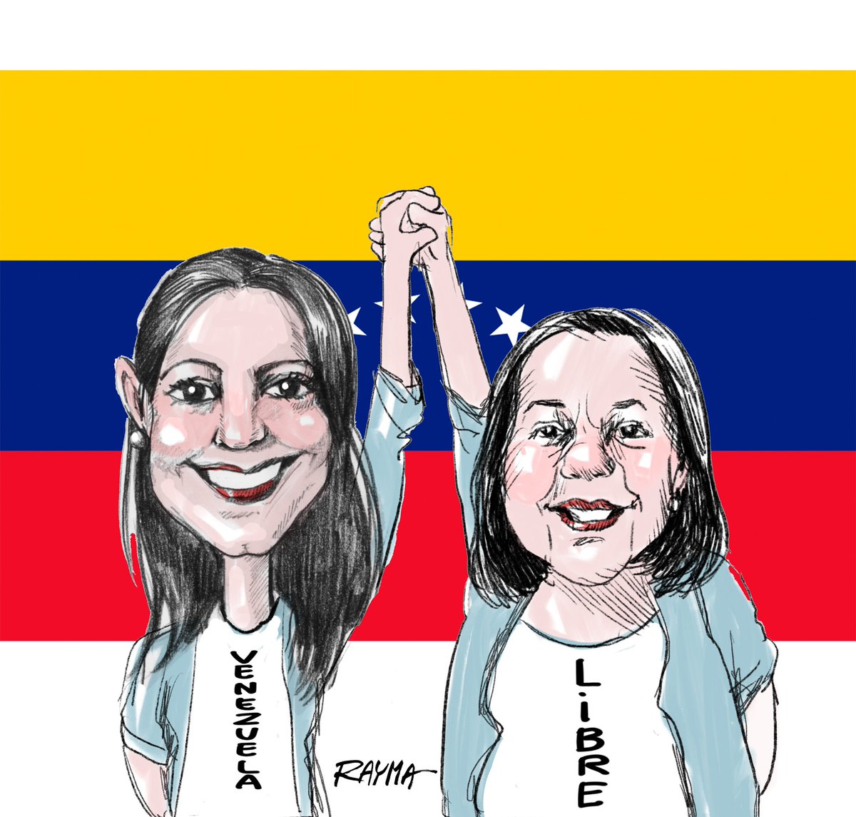 raymacaricatura's tweet photo. La jugada es por la Libertad de Venezuela y todos debemos ayudar a que sigamos avanzando! Toda mi Confianza para Corina al Cuadrado y como dice mi querido Rolando Salazar "Si no es María será Corina" @mariacorinamachado 
Hasta el Final Venezuela 🇻🇪 https://t.co/aIGuL4Uoo9