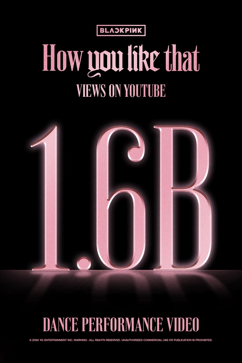 #BLACKPINK ‘How You Like That’ DANCE PERFORMANCE VIDEO HITS 1.6 BILLION VIEWS VIEWS @Youtube BLINKs worldwide, thank you so much! ‘How You Like That’ DANCE PERFORMANCE VIDEO 🎥youtu.be/32si5cfrCNc #블랙핑크 #HOWYOULIKETHAT #DANCEPERFORMANCE #안무영상 #1_6BILLION #YOUTUBE #YG