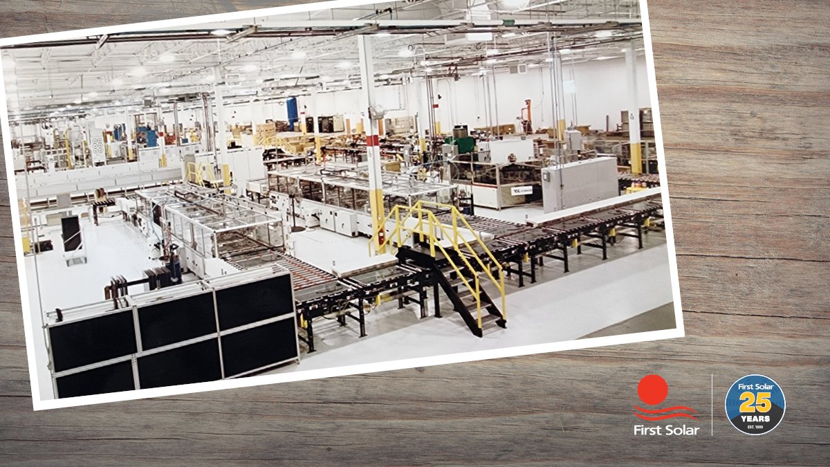 In 2004, First Solar's first full-scale commercial manufacturing line is producing modules with a manufacturing cost exceeding $3 per watt! #FirstSolar25 #AmericanSolar #throwback