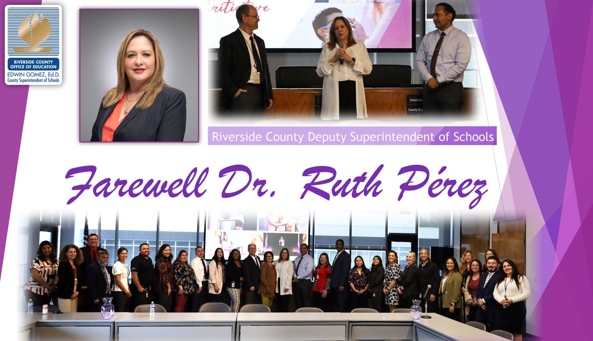 Our RCOE team said farewell to #RivCo Deputy Superintendent of Schools @drruthperez today. Dr. Perez will be moving on to @LosAngelesCOE, and we wish her the best of luck in her new role with our sister agency.