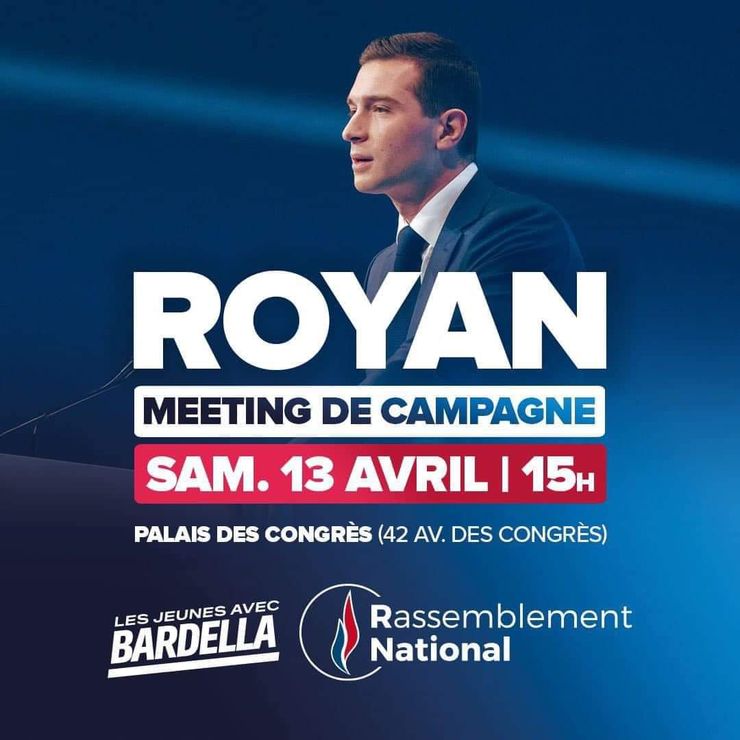 Allons soutenir Jordan Bardella le candidat de la France contre la bande des candidats de nulle part #VivementLe9Juin #TousaRoyan