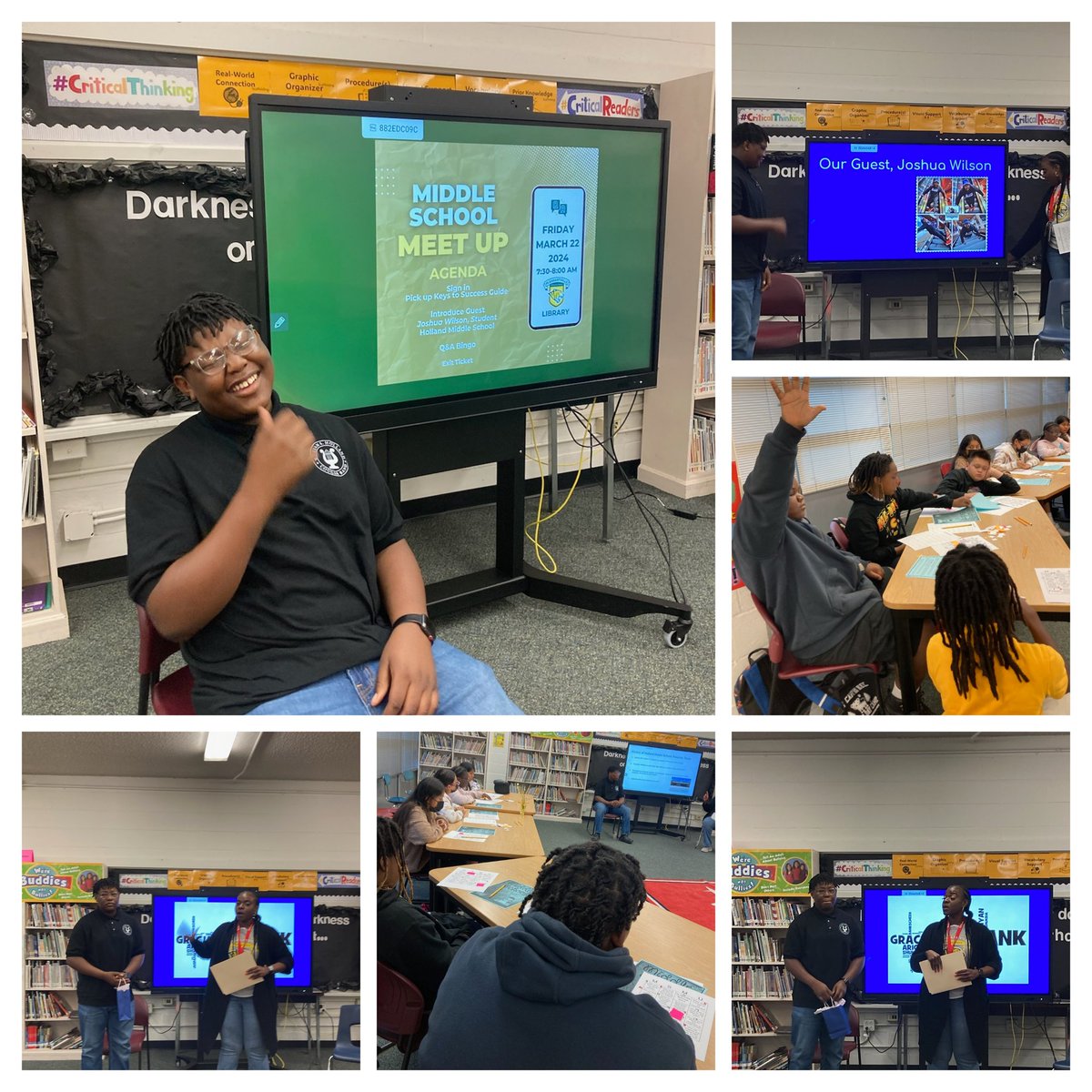 Rising 6th grade @PleasantvilleES Ss enjoyed a ##FunFriday at Middle School Meet Up playing Q&A Bingo, which helped them learn about the rich history of @HollandHISD and keys to successfully transition to Middle School from a current Holland MS student, 8th grader Joshua W.