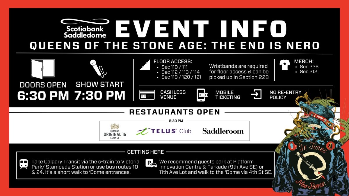 Ensure your trip to the 'Dome for @latestQOTSA is Smooth Sailing. Here is what to know before the show.