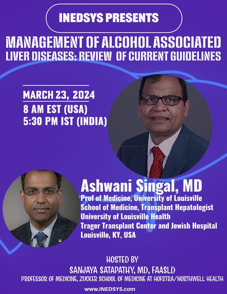 Join us for a virtual State of the art lecture on Alcohol-Associated Liver Disease by ⁦ @singal_ashwani ⁩ | March 23, 2024, 08:00 AM ET (US and Canada) | 5:30 PM IST | Register: ⁦⁩ ⁦⁦us06web.zoom.us/meeting/regist… @AASLDtweets @AmCollegeGastro @_ILTS_ ⁩ ⁦⁦⁦⁦⁦⁦⁦