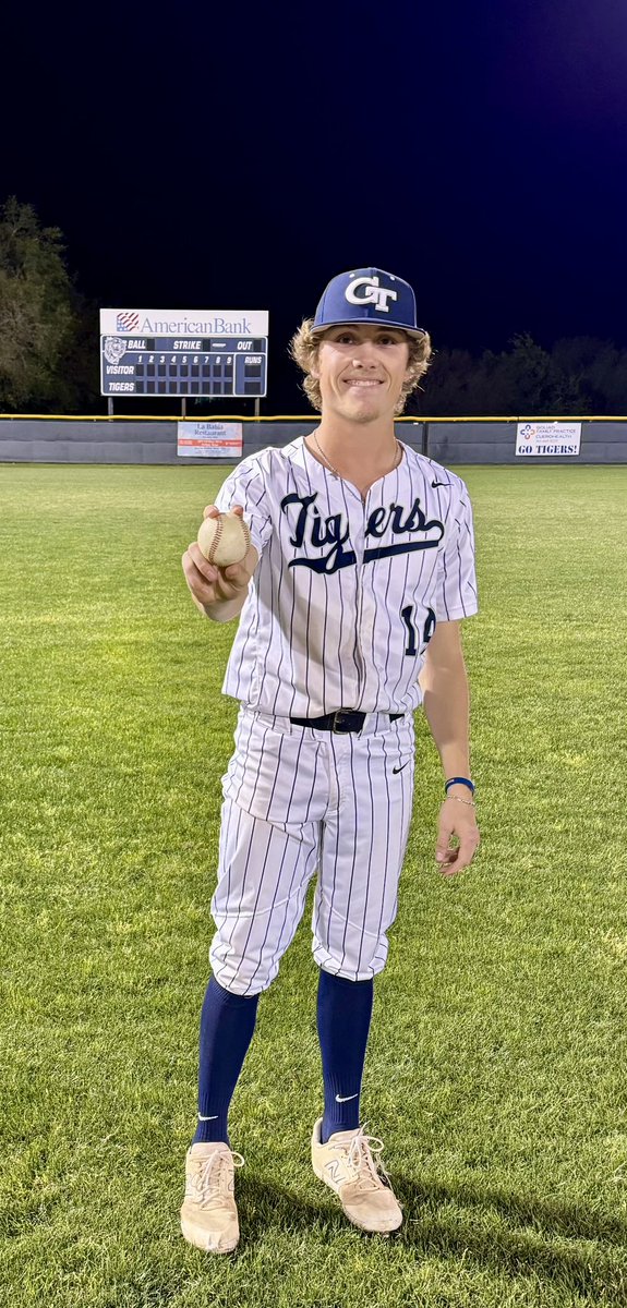 Had a great District Opener!

7IP
0 Hits
1 BB
17 K’s
#Believe #GTBaseball #NOHITTER #SeniorSZN