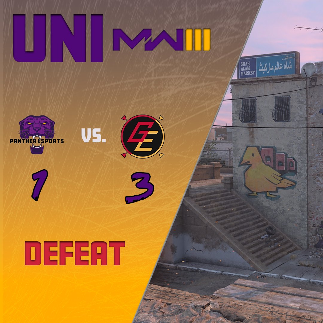 No Iowa Champs Belt...

Our <a href="/UNIPantherCoD/">UNI CoD</a> team is defeated by <a href="/GamingISU/">ISU Gaming & Esports</a> 1-3 in their match tonight.

HP - Sub Base: 212-250
SnD - Karachi: 5-6
Control - Invasion: 3-1
HP - Invasion: 233-250

GGs to everyone who played! Boys had a long week, but league ain't over 💜
#GoCats