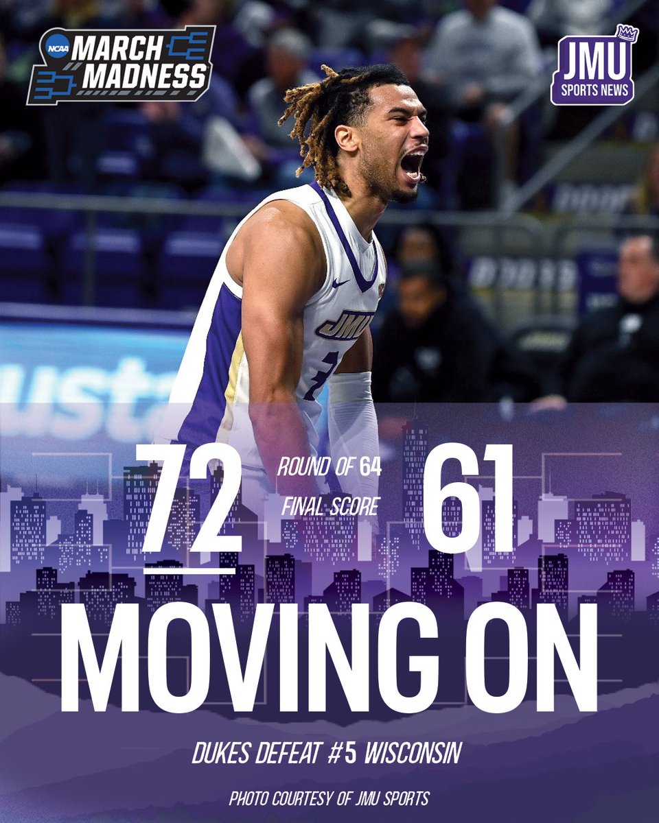 JMUSportsNews's tweet image. The Dukes advance! JMU owns the Big Ten! 

Up next: Duke. 

(Graphic by @DukesRecruits)
