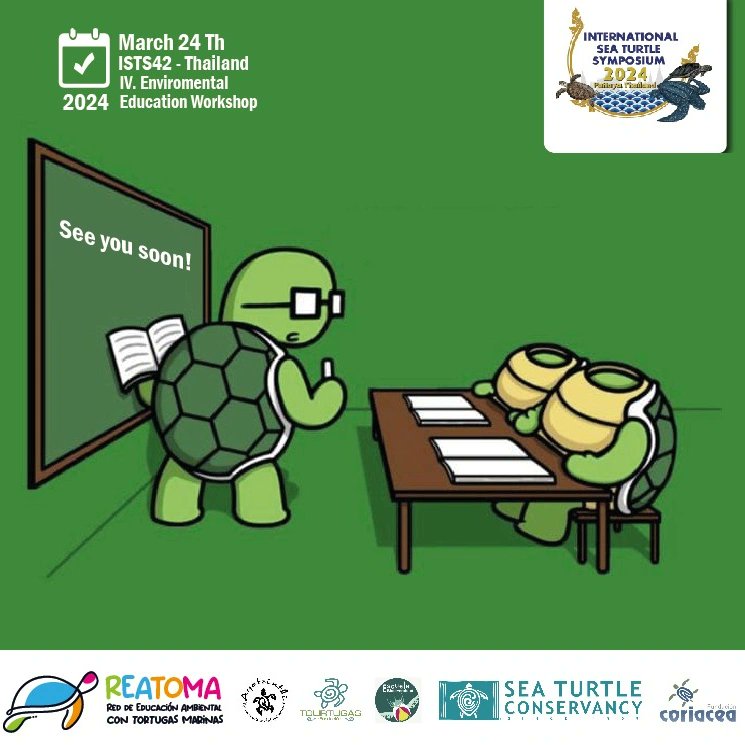 <a href="/ISTS_Symposium/">🌊🐢ISTS Sea Turtle Symposium</a>
See you on Sunday at our 4th #EnvironmentalEducation workshop within the #SeaTurtle 🐢🌊 Symposium in Pattaya, Thailand 🇹🇭  Come join our network of environmental educators!
<a href="/Ayotzintli/">Ayotzintli AC</a>
<a href="/funcoriacea/">Fundación Coriácea 🐢🍂🐢🍂🐢</a>
<a href="/conserveturtles/">SeaTurtleConservancy</a>
<a href="/sturtlesociety/">Sea Turtle Society</a>
#ists42pattaya