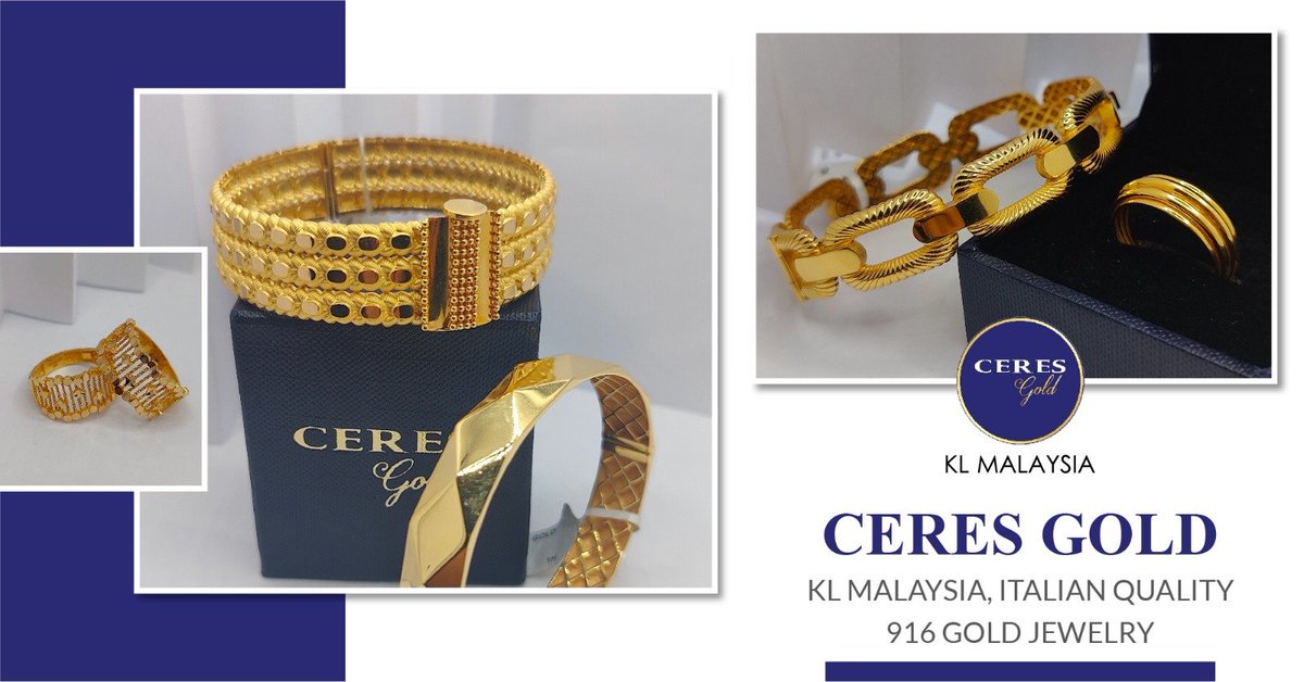 Gold bangles and rings at Ceres Jewelry in Malaysia. Fine Gold jewelry at Ceres Gold in Kuala Lumpur. #goldbangles #ceresjewelry #finegoldjewelry #ceresgold #malaysiajewelry