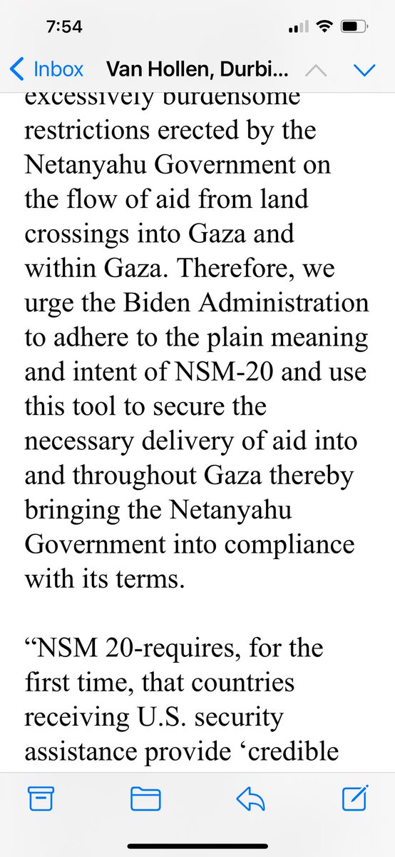 17 Senators call on the US admin to find that the Netanyahu Government’s assurances regarding the delivery of humanitarian aid in Gaza do not meet the “credible and reliable” test required by National Security Memorandum (NSM)-20.