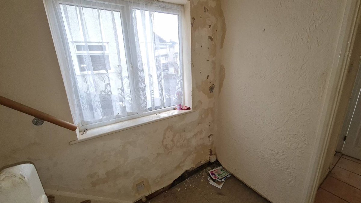 CamsureH's tweet image. Surveyor Geoff tackles complex damp case! High internal damp, cracked render, DPC trouble &amp;amp; blocked drains need fixing. #DampIssues #Surveying #PropertyProblems
