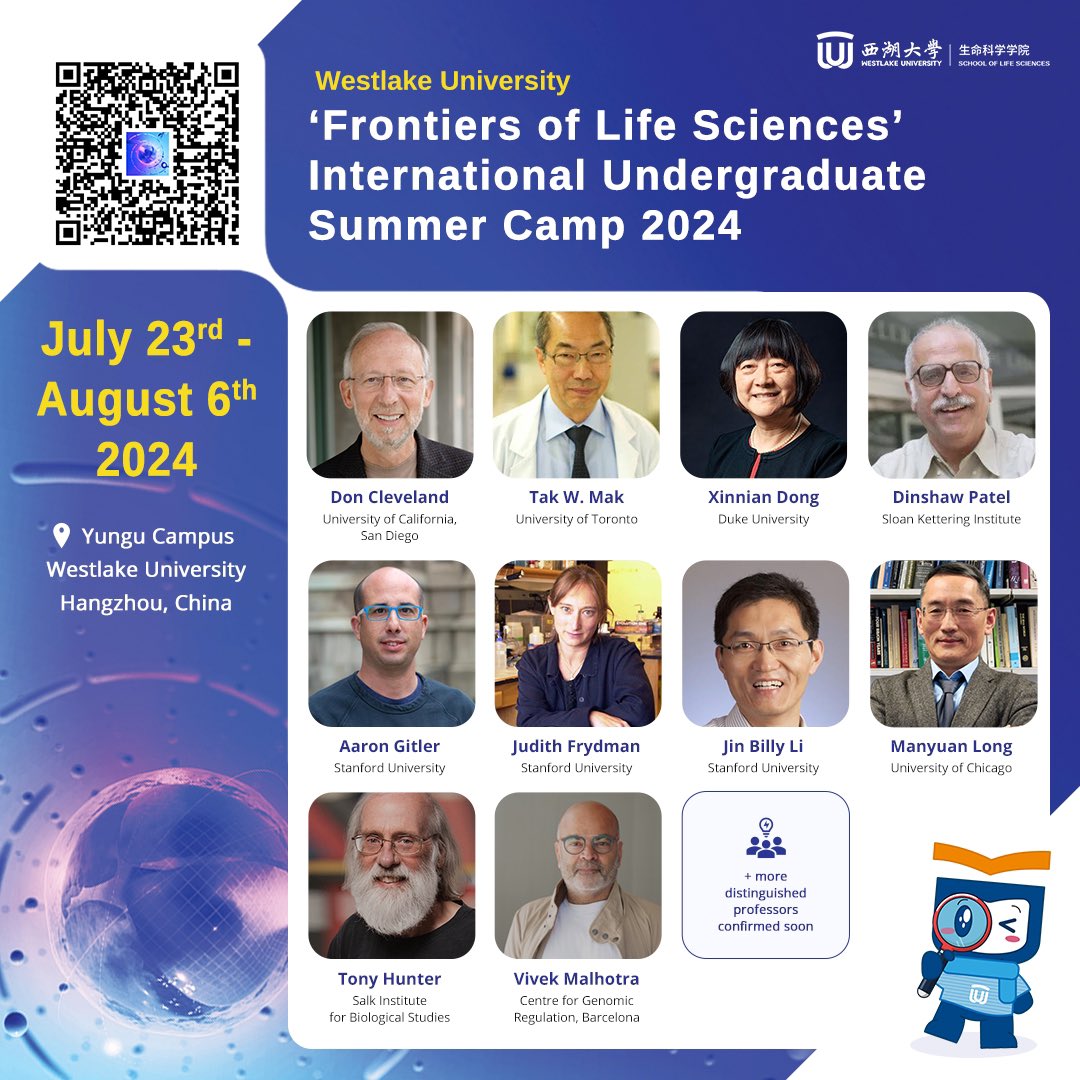 Westlake_Uni's tweet photo. Applications are now OPEN! Join us this summer for the 'Frontiers of Life Sciences' International Undergraduate Summer Camp 2024 from July 23rd - August 6th.
 
We are looking for the brightest minds from across the world to learn and experience the latest cutting-edge research techniques and innovations.
 
Taught by internationally renowned professors, if you are looking to become a future pioneer in life sciences, then our 2-week tuition-free program is not to be missed!
 
Apply Now:
https://t.co/rT0OyXYBwL