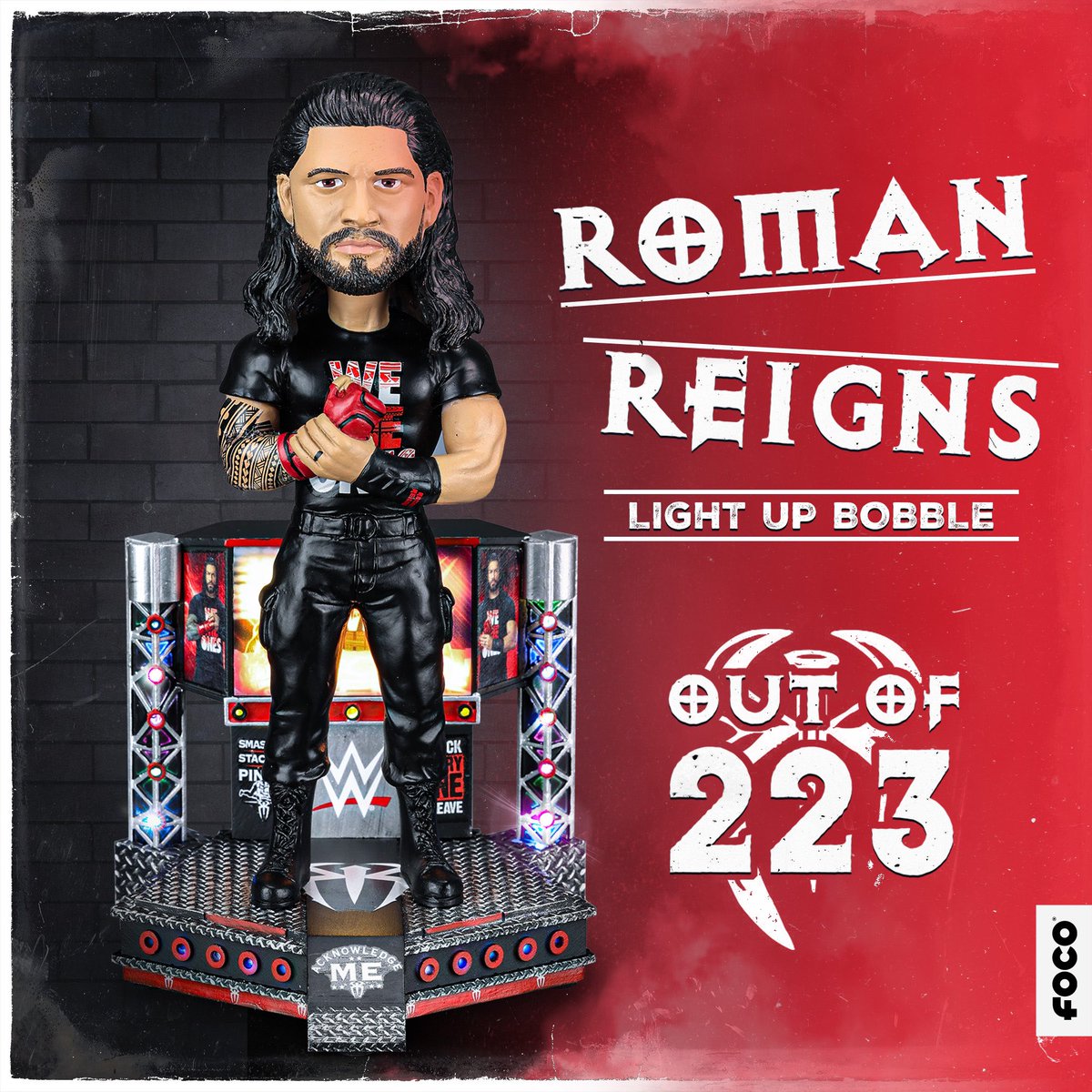 FOCO WWE ROMAN REIGNS BOBBLEHEAD GIVEAWAY: We are teaming up with FOCO to giveaway a Roman Reigns Light-Up Stage bobblehead to celebrate #WrestleMania 40! ☝️ To Enter: - Follow @FOCOusa - Follow @focobobbles - Follow @WrestleFigNews - ReTweet *Winner will be contacted 4/5*
