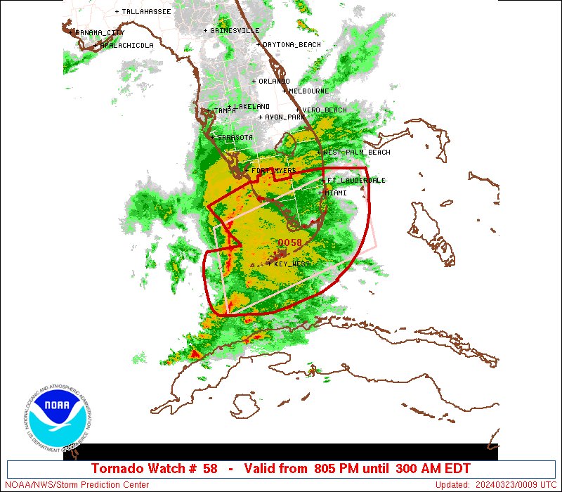 7:10pm CDT #SPC_Watch WW 58 TORNADO FL CW 230005Z - 230700Z, #flwx #cwwx, spc.noaa.gov/products/watch…