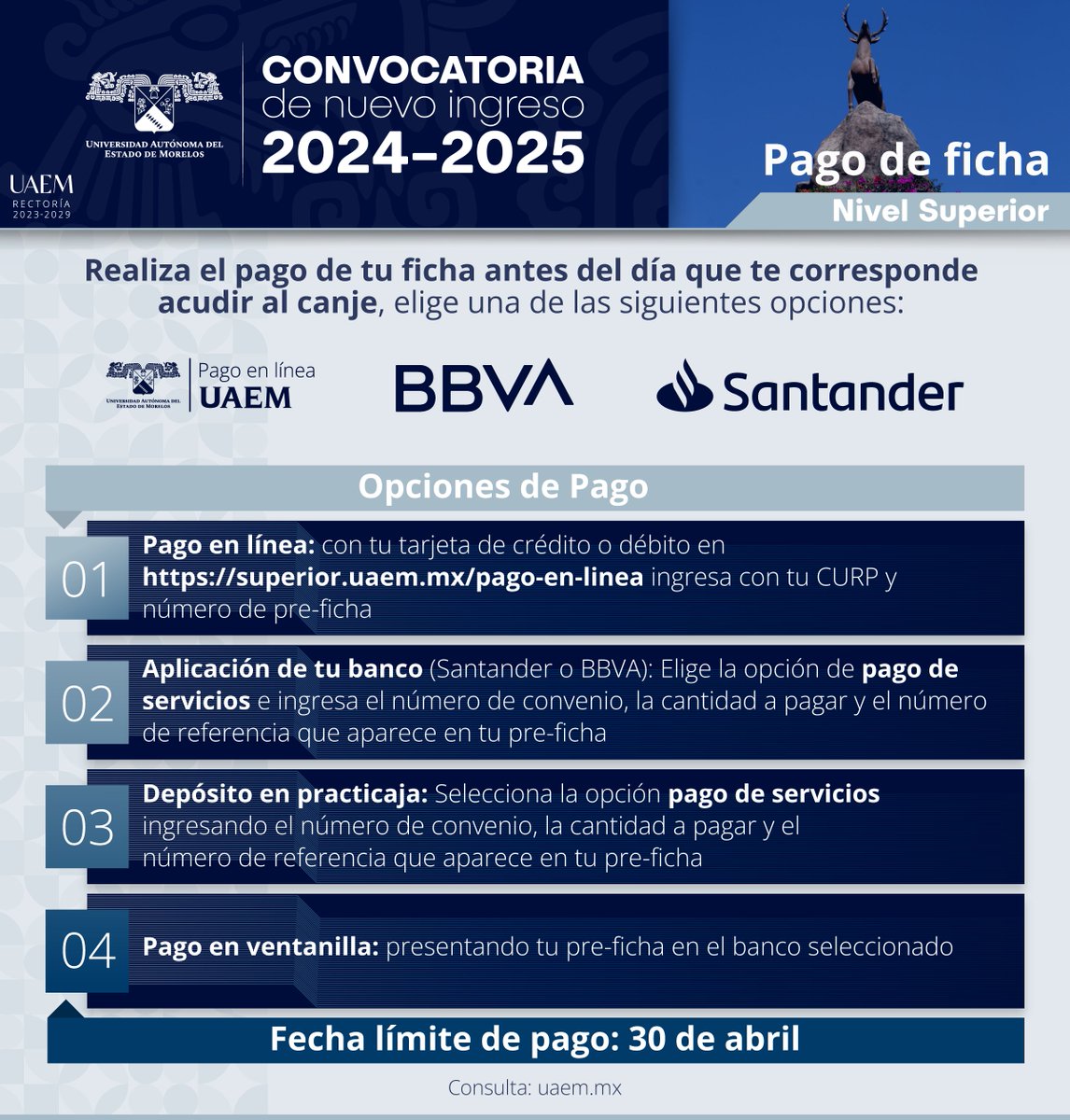 uaemorelos's tweet photo. Si te interesa estudiar alguna licenciatura o ingeniería de la #UAEM, conoce el proceso de admisión al #NivelSuperior | Informes al 7773297021 o al correo admision@uaem.mx #SomosUAEM https://t.co/IsZW8vMsQM