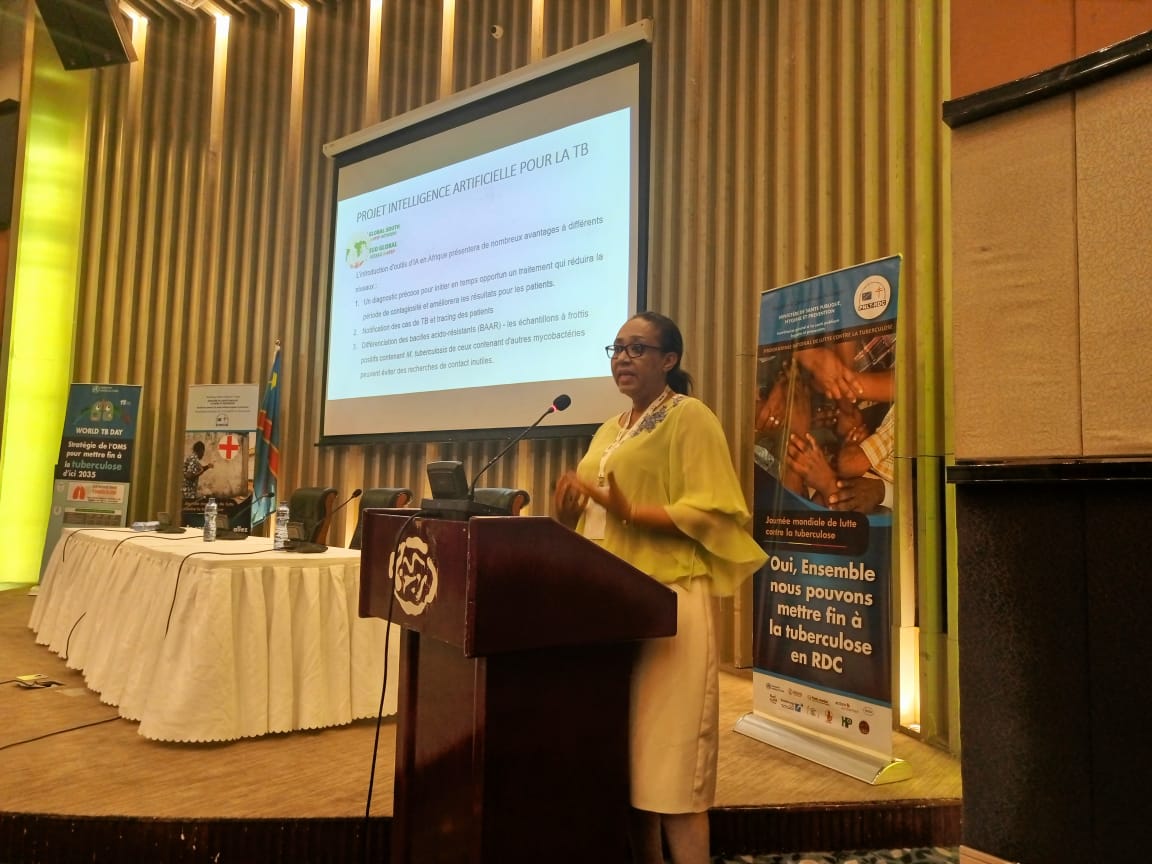 Friday 22/03/2024: Professor Loukia AKETI from RDC partner TEAM took center stage at the International TB Day celebration in the Democratic Republic of the Congo! She presented our project, AI4TB.