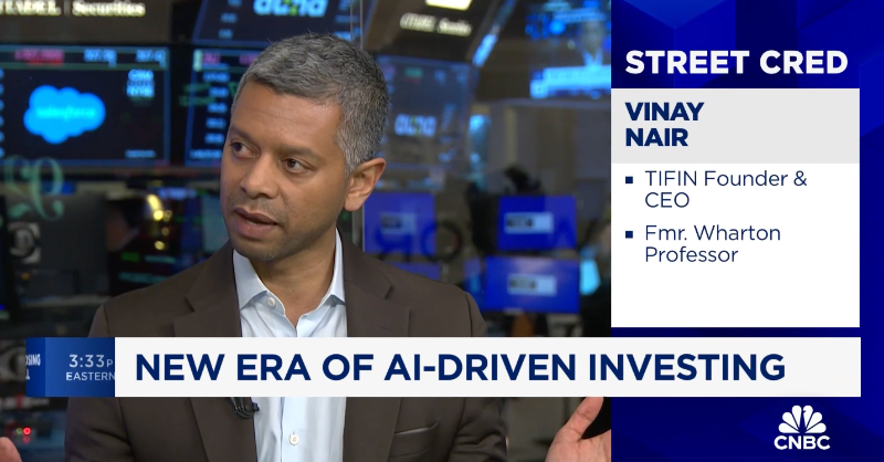 TIFINfintech's tweet photo. CEO @DrVinayNair joined @CNBC's Closing Bell to discuss how 
@DiscoverMagnifi is ushering in a new era of #AI-driven #investing. Magnifi investors have now connected over $1.5B in linked accounts to make more informed investing decisions.

#fintechnews #fintech