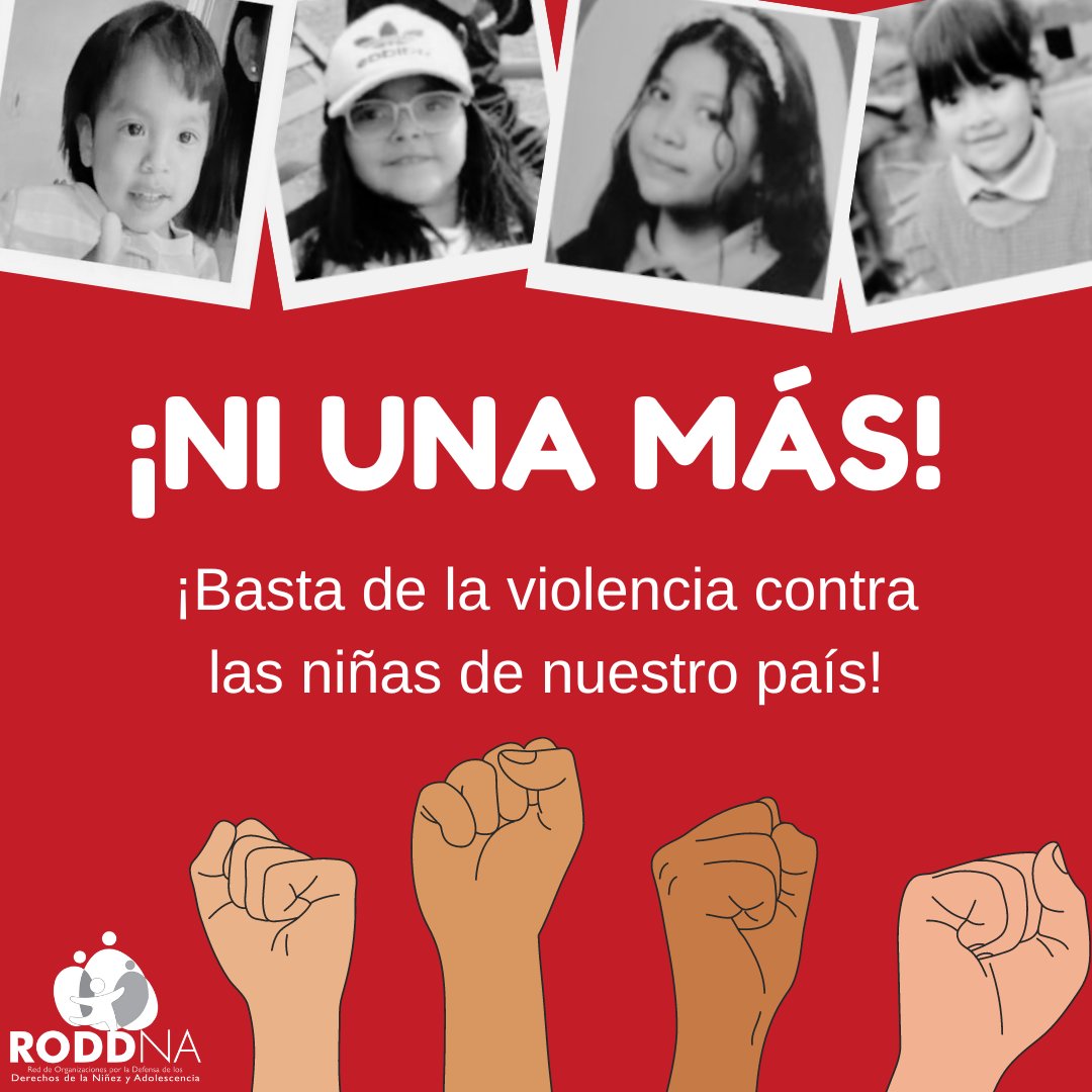 RODDNA_ec's tweet photo. Ni una más. ¡Basta de violencia contra las niñas! #NiñasNoMás #JusticiaParaTodas ✊
Exigimos justicia y un futuro libre de violencia para las niñas. ♀️️
¡Únete a la lucha! #RODDNA #NNAlerta https://t.co/buXGS8Z4Yh