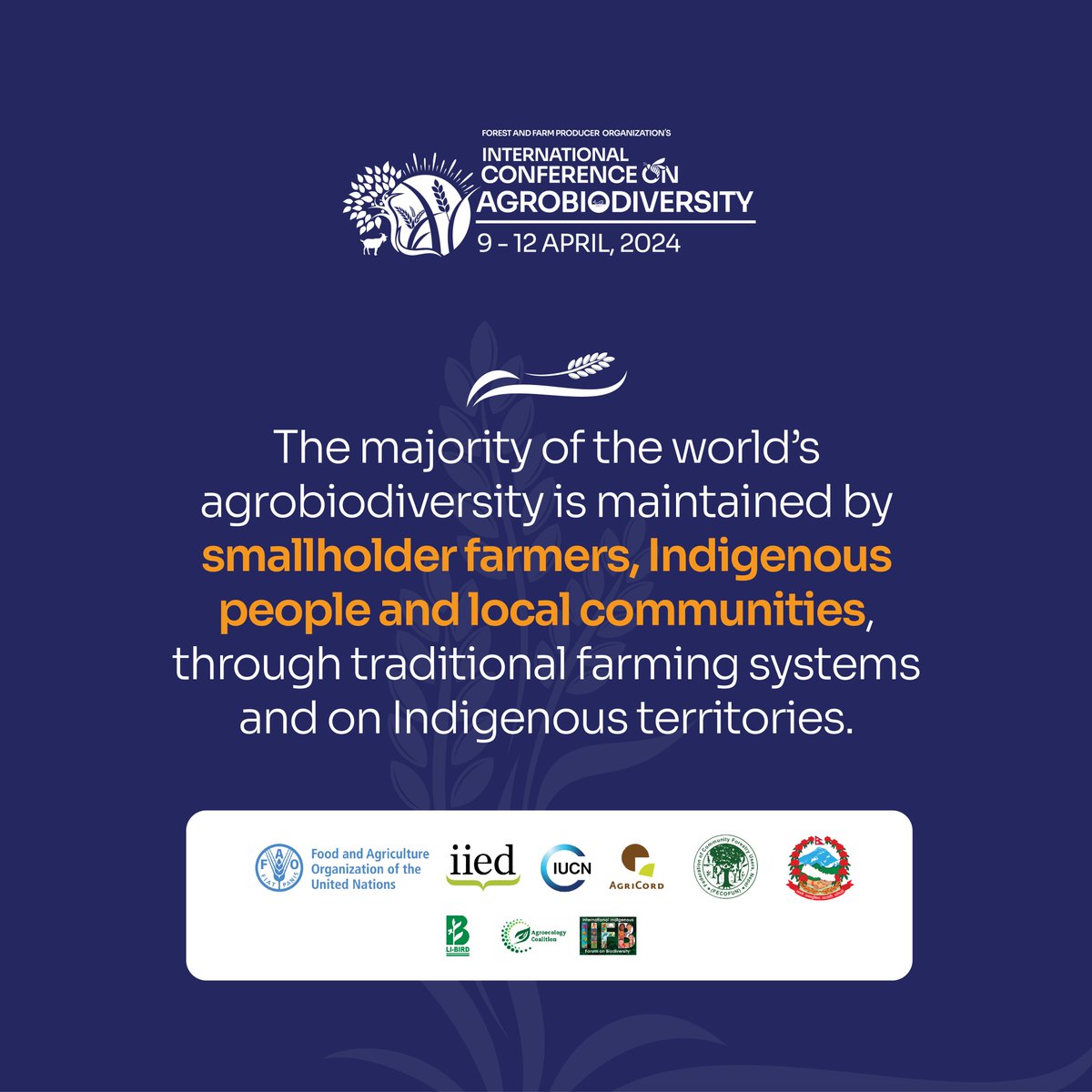 International Conference on Agrobiodiversity Please register to the link fao.zoom.us/webinar/regist… for the virtual participation in International Conference on Agrobiodiversity #ICA2024 #FFF #InternationalConferenceonAgrobiodiversity #agrobiodiversity