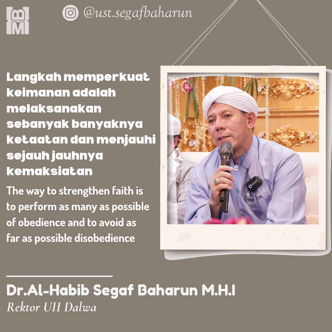 ustsegafbaharun's tweet photo. Langkah Memperkuat Keimanan || Dr. Al-Habib Segaf Baharun, M.H.I. https://t.co/AsJwjhkBBL
