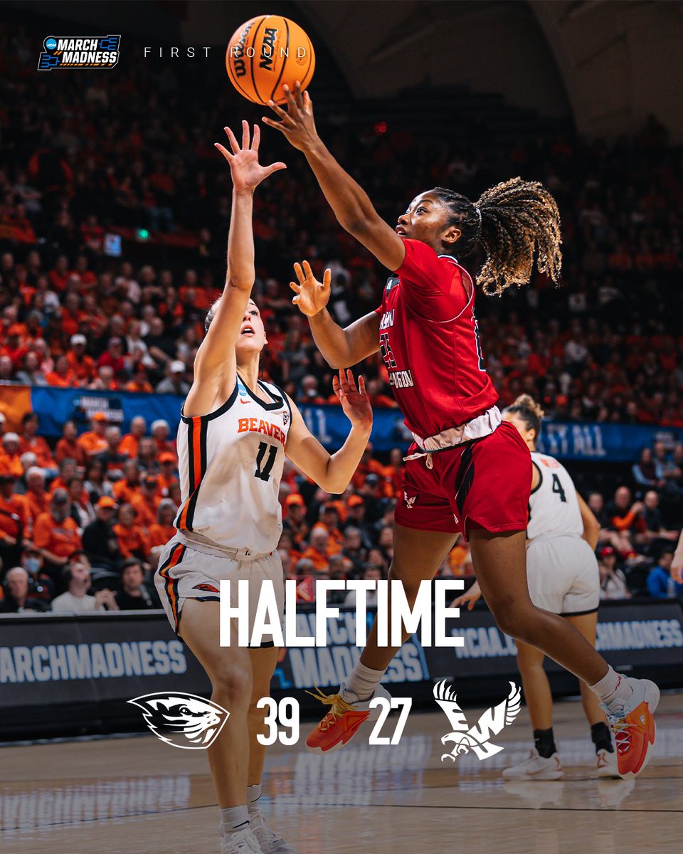 We're at the half in @MarchMadnessWBB Round 1 at @BeaverWBB #goeags #hoops #basketball #marchmadness #marchmadnesswbb #spokane #spokanecounty