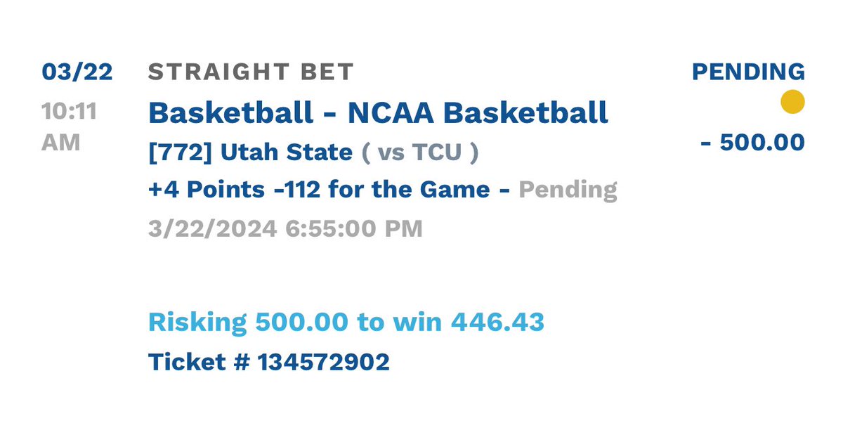 SENDING TOMORROWS MAX 🐳🐳🐳 TO A FEW THAT RETWEET ‼️

CBB FREEPLAY!!! 🏀

UTAH STATE +4

DROP A LIKE IF UR TAILING!!! 🔥🔥🔥