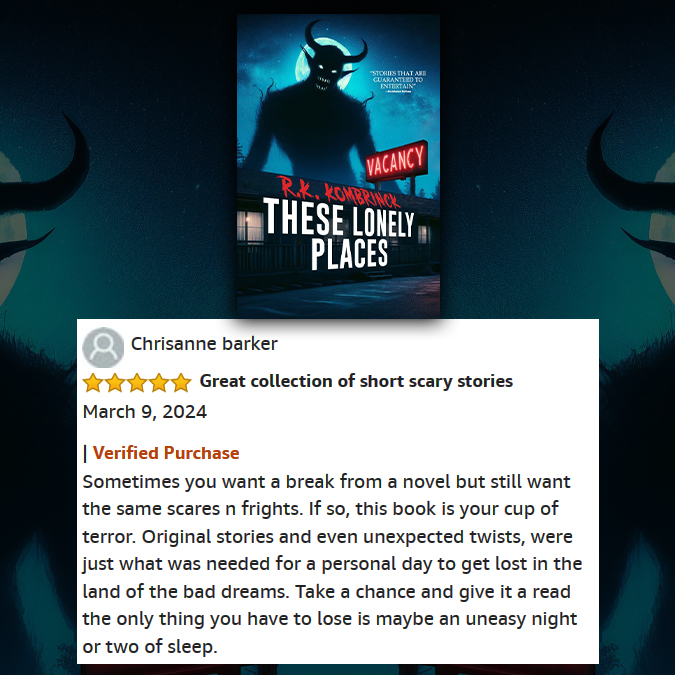 VeloxBooks's tweet image. ❞𝑻𝒉𝒆 𝒐𝒏𝒍𝒚 𝒕𝒉𝒊𝒏𝒈 𝒚𝒐𝒖 𝒉𝒂𝒗𝒆 𝒕𝒐 𝒍𝒐𝒔𝒆 𝒊𝒔 𝒎𝒂𝒚𝒃𝒆 𝒂𝒏 𝒖𝒏𝒆𝒂𝒔𝒚 𝒏𝒊𝒈𝒉𝒕 𝒐𝒓 𝒕𝒘𝒐 𝒐𝒇 𝒔𝒍𝒆𝒆𝒑.❞ Out now in eBook, paper, and *FREE* on #KindleUnlimited!

books2read.com/lonelyplaces?s…

#BookReview #ReaderReview #HorrorBookReview #HorrorBooks