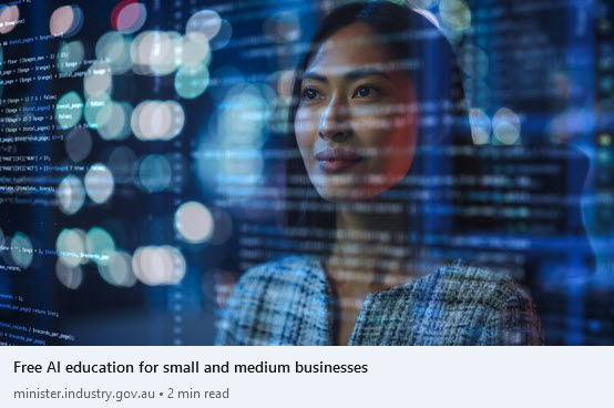 🇦🇺 One million free Introduction to AI courses for Australian small to medium enterprises (SMEs)
#AI #AIAustralia #upskill #SmallBusiness 

linkedin.com/posts/national…