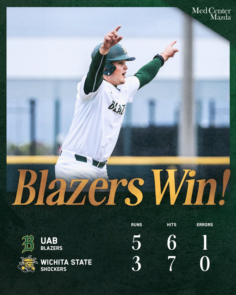 First AAC conference win!!! Blazers shutout the Shockers in the 8th and the 9th to secure the W‼️ #WinAsOne