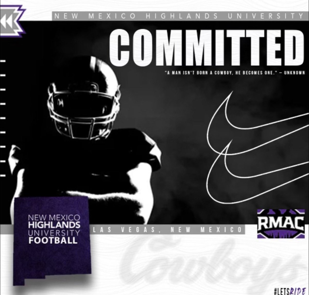 noah_moffett_'s tweet photo. I AM EXCITED AND BLESSED TO ANNOUNCE MY COMMITMENT TO NEW MEXICO HIGHLANDS UNIVERSITY!!! I am very thankful to all my family and friends who have helped me reach this point and I look to further my education and athletic career! #AGTG #LetsRide @NMHUcoachrhud @PrepRedzoneNM https://t.co/2mLDrMVLml