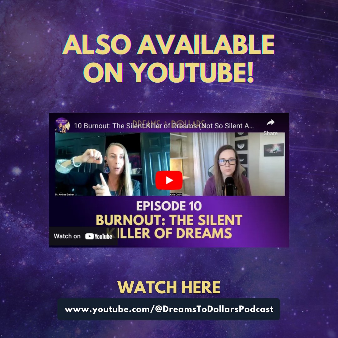 Also available on YouTube for your viewing pleasure!💻 Don't forget to subscribe! youtu.be/B8ucIdGTlTY

#burnout #burnoutrecovery #burnoutprevention #entrepreneur #holistic #dreams #dreamstodollars #DreamsToDollarsPodcast