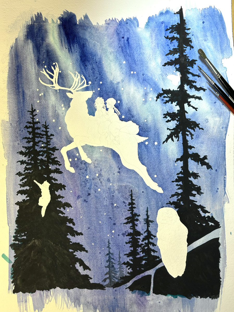 JessEvans915's tweet photo. I removed the masking fluid.
#artprocess #watercolor #kidlitart #fairytale #faerymagic #aurora https://t.co/PmJvsgLiEy
