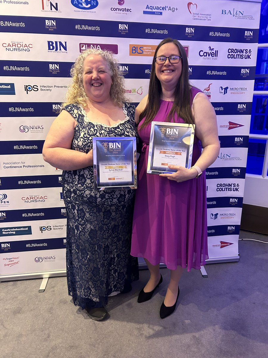 Congrats to the finalists at #BJNAwards2024 especially the 3 shortlisted for the Chronic Oedema Nurse of the Year. This year’s Gold winner was Sylvia Marshall, Silver to Misako Dai and Bronze to Stacy Pugh. Well done, you are all amazing! @BritishLymph @LipoedemaUK @BJNursing