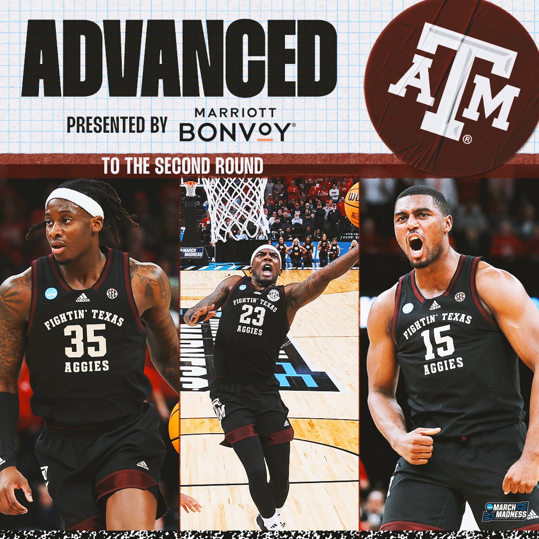 (9) TEXAS A&M DOMINATES IN ROUND ONE 🔥 The Aggies advance with an impressive win over (8) Nebraska 98-83 👏 #MarchMadness