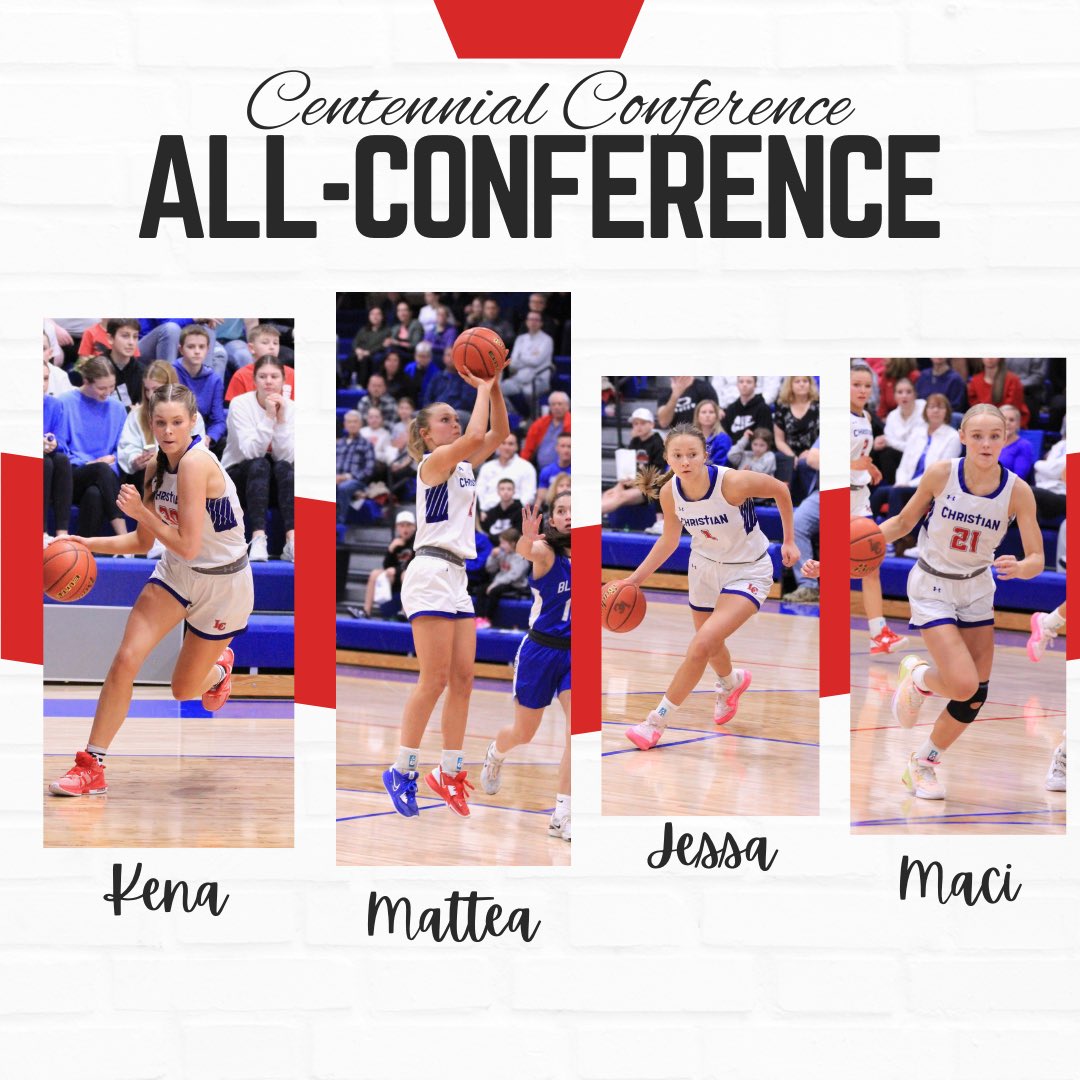 Congratulations to the following four players for earning Centennial Conference honors! 🌟All-Conference - Kena Ailes 🌟 All-Conference - Mattea Kassebaum 🌟 All-Conference - Jessa Hueser 🌟 Honorable Mention- Maci Pittenger #allin2324