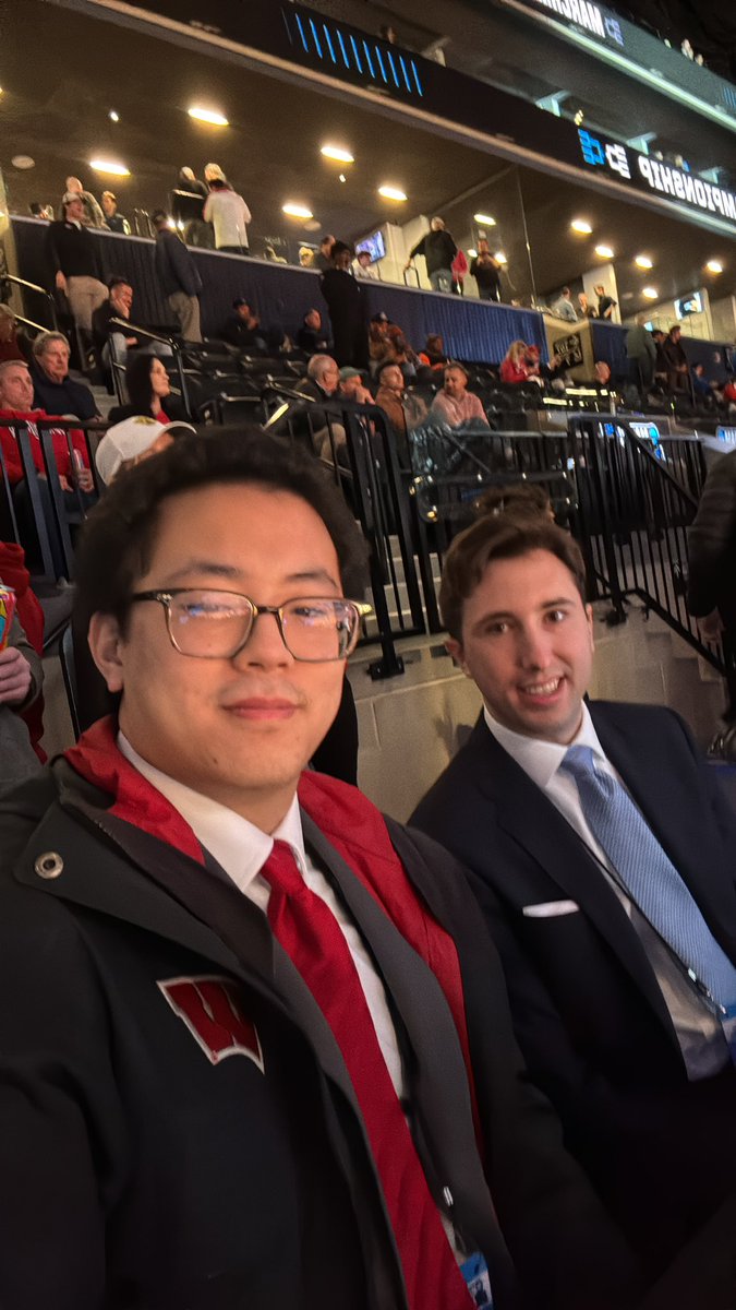 anthonywinker6's tweet photo. Alright, we got next. 

@JonLGreen and I are on-site at the Barclays Center, ready to go for the final game of the night here in Brooklyn. It’s the #Badgers battling the upset-minded 12-seed James Madison. 

Winner gets Duke. 

P.S. no notes pic bc the hotel printer is broken :( https://t.co/mX7PwriD59