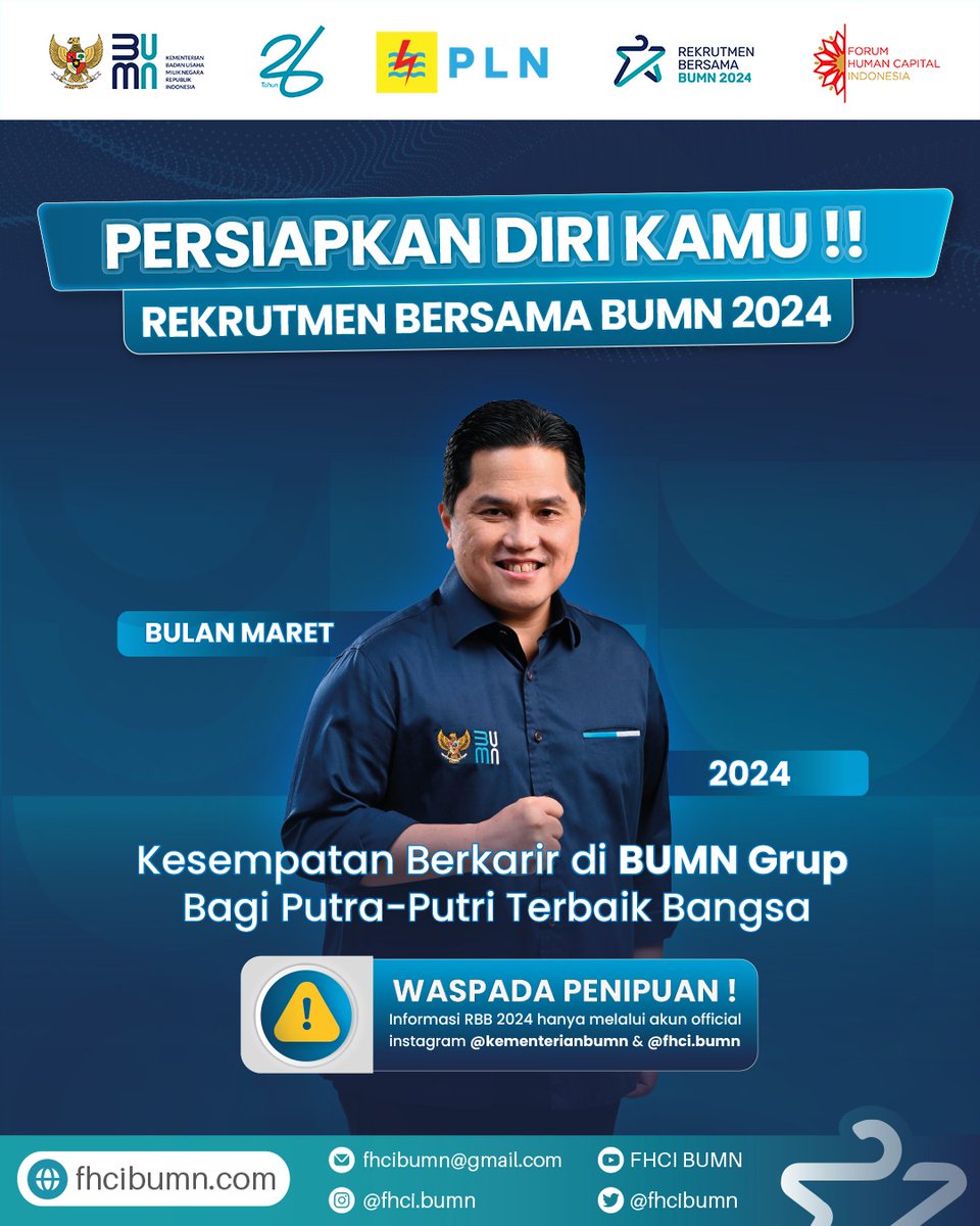 NulikAngelin's tweet photo. Halo #SobatBUMN dan #SobatFHCI! pejuang #RekrutmenBersamaBUMN

REKRUTMEN BERSAMA BUMN 2024 SEGERA DIBUKA! https://t.co/fZGH3dqXTc