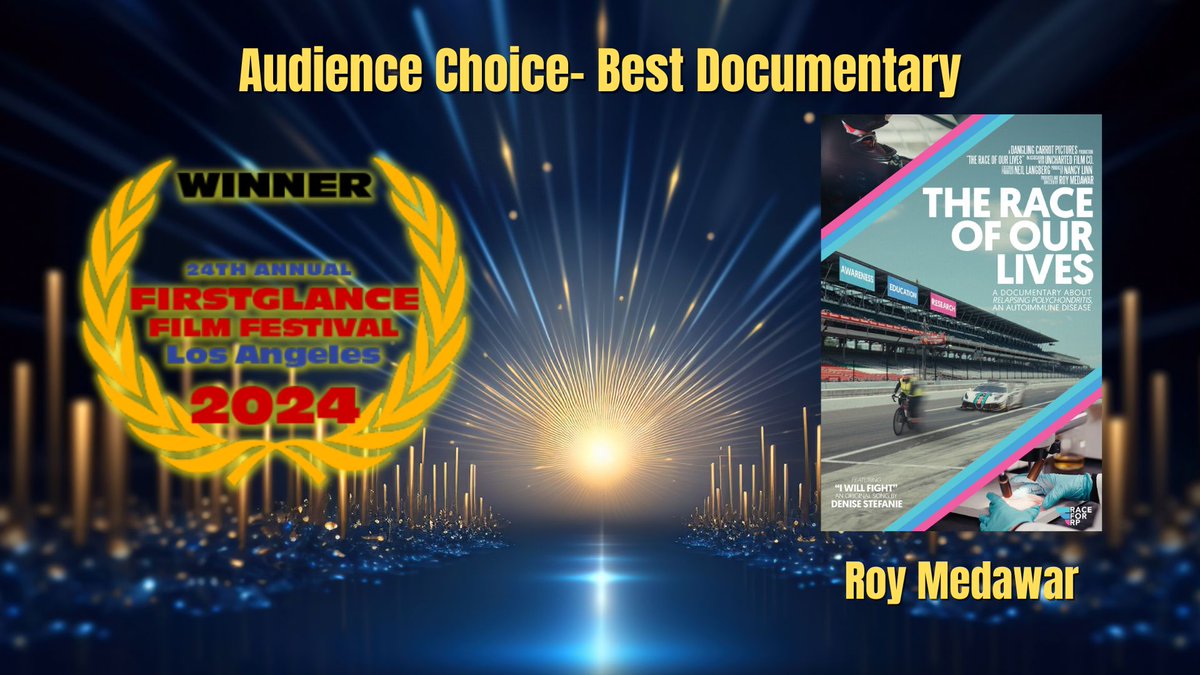 Congratulations to all the Documentary Entries and Nominees! 24th Annual @FirstGlanceFilm #LosAngeles #FilmFestival is proud to announce the Audience Choice Winner- Documentary The Race Of Our Lives- Roy Medawar #SupportIndieFilm #Filmmaking #fgla24