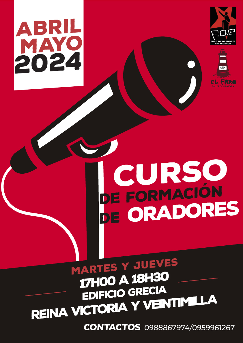 ElFaroEc's tweet photo. En #Quito
El Faro nos invita a participar del Curso de Formación de Oradores, que se realizará del 04 de abril al 30 de mayo de 2024, en el Edificio Grecia, ubicado en las calles Reina Victoria y Veintimilla . Te esperamos.📷

📷Información: https://t.co/WV6jUjM3dH https://t.co/d6gvJgcpEt