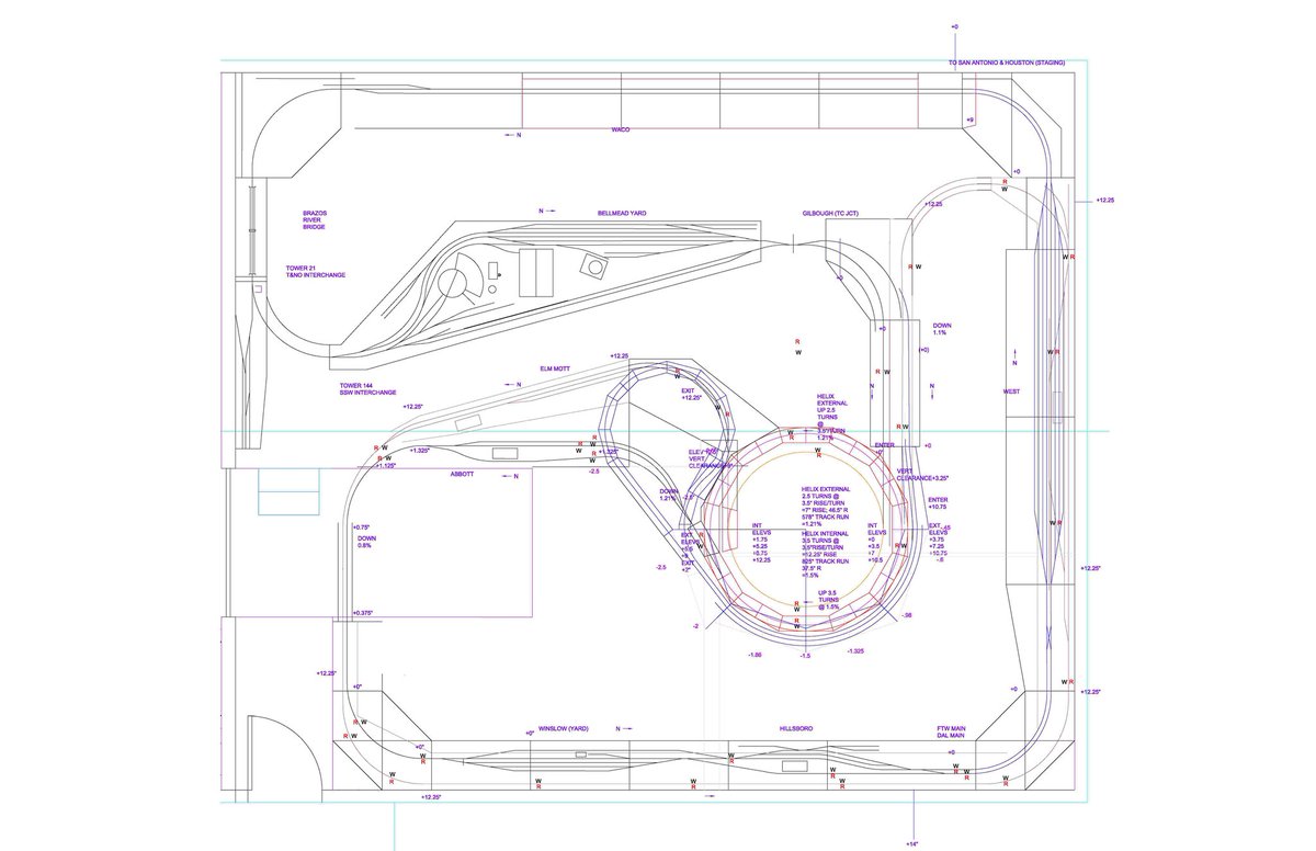 #TwitterModelTrainShow Howdy from Texas. For you newbies welcome! This is Ft. Worth subdivision of the Missouri-Kansas-Texas 'Katy' railroad c. 1950 from Waco TX north to Hillsboro. In progress - schematic here. Last year was a bunch of pax, this year just watch. #TMRGUSA