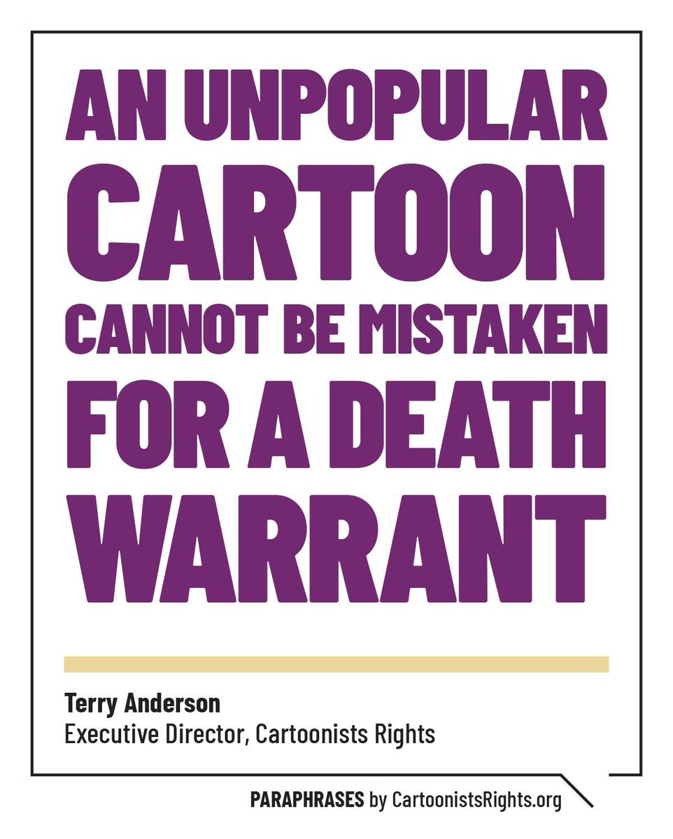 Terry Anderson, executive director of @CartoonistsRights calls out death threats against editorial cartoonists. #Cartoons #Cartoonists #FreeSpeech #Africartoons #FreedomofExpression #CartoonistsRights #MediaFreedom #FreePress #EditorialCartoonists